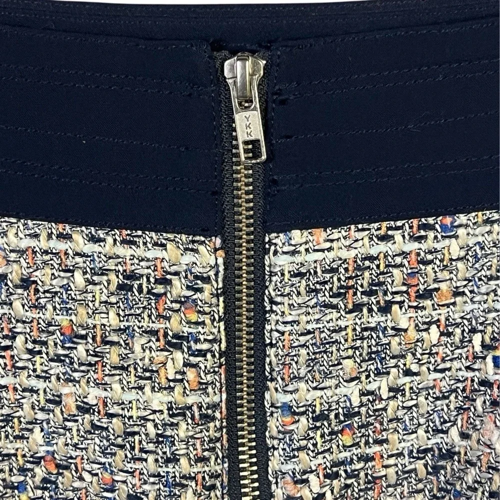 J Crew Mini‎ Skirt Women Size 4 Multicolor Tweed Fringe Hem Classic Preppy Chic